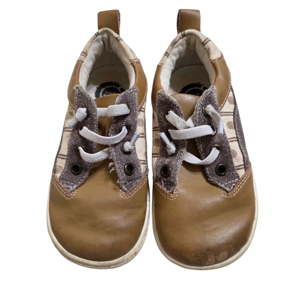 Livie & Luca Archie Shoes Kids Size 9 Brown Leather Textile Slip On No Tie S.1